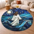 thumbnail image 5 of Round Area Rug, Jesus Art Design Non-Slip Floor Mat, Soft Washable Carpet for Living Room Bedroom Decor 31 Inch, 5 of 6