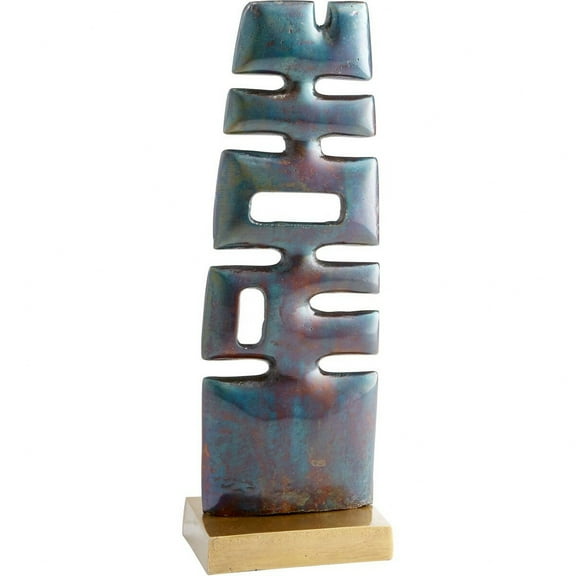 Cyan Design 10087 Aluminum Chamberlin Abstract Statue - Cobalt Blue and Antique Brass