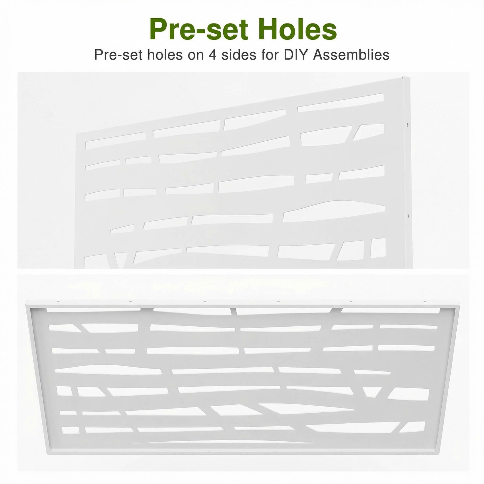 MAYEERTY 72x47x16 Inch White Jungle Rectangular Galvanized Steel Privacy Screen, 3 Piece Set for Outdoor Garden