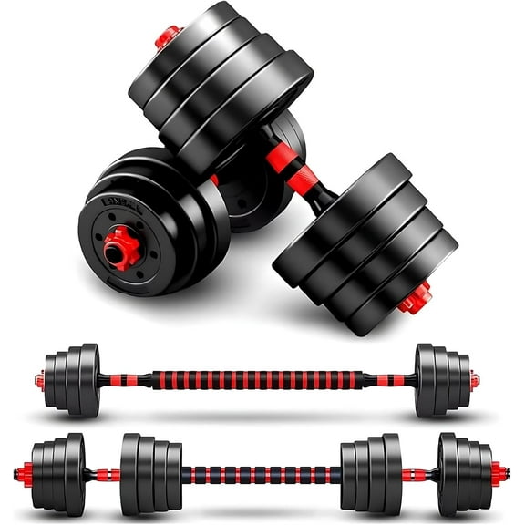 UNIFULL 66LB Adjustable Dumbbells Sets, Free Weights Dumbbells Set of 2 Convertible To Barbell A Pair of Lightweight for Home Gym, Women and Men Equipment