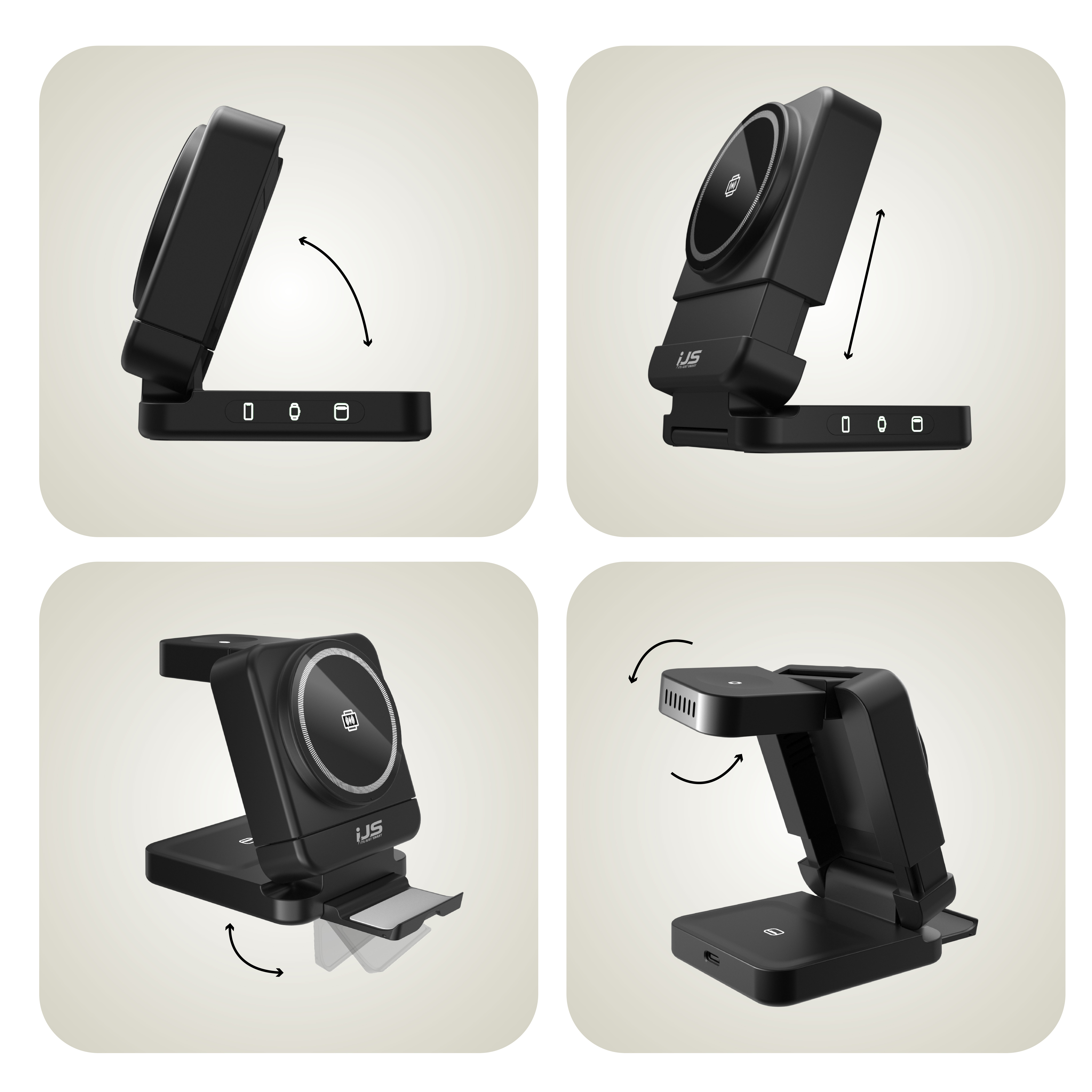 It's Just Smart 3-in-1 Magnetic Wireless Charging Station, Black photo 7