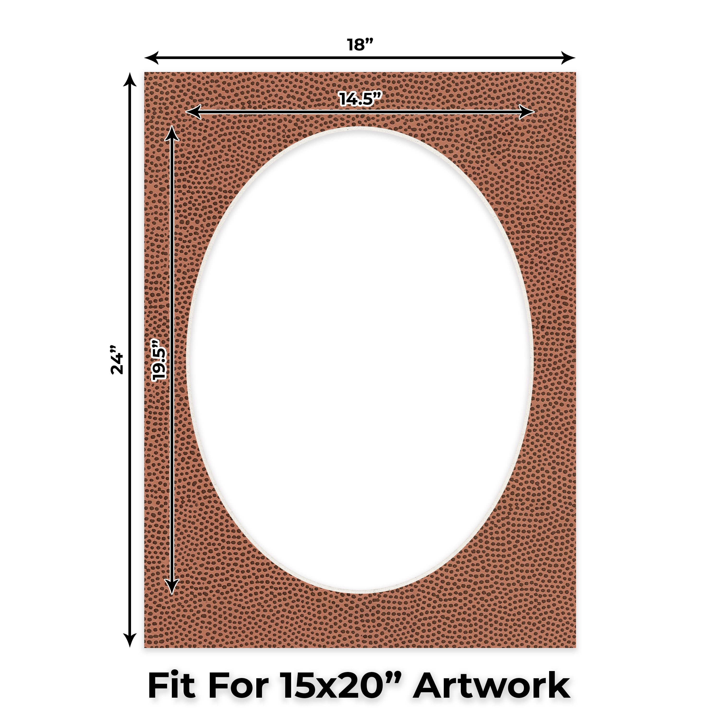 Football Texture Picture Frame Mat for 18x24 Frames - Oval Opening for 15x20 Photos - 1 Mat