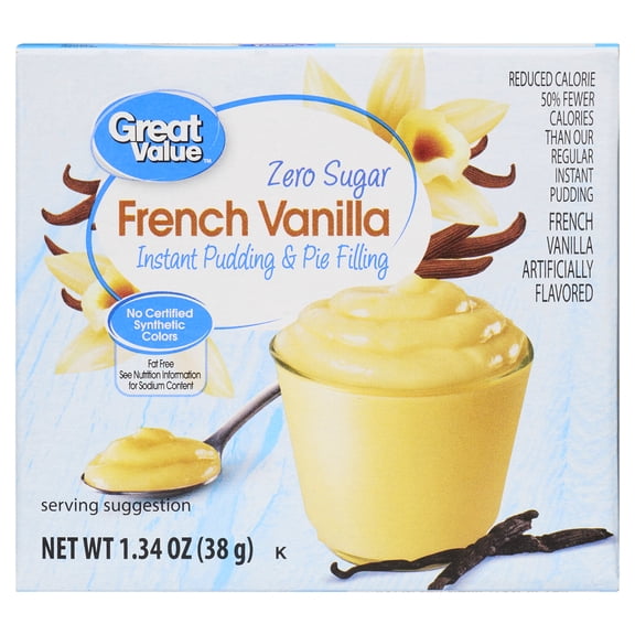 Great Value Sugar Free French Vanilla Instant Pudding & Pie Filling, 1.34 oz