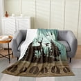 thumbnail image 2 of Erosebridal Elk Deer Throw Blanket Twin 60x80 Inch Rustic Pine Trees Blanket ,Woodland Animals Fleece Blanket Retro Brown Lodge Cabin Wildlife Reindeer Moose Paw Print Farmhouse Decor, 2 of 4