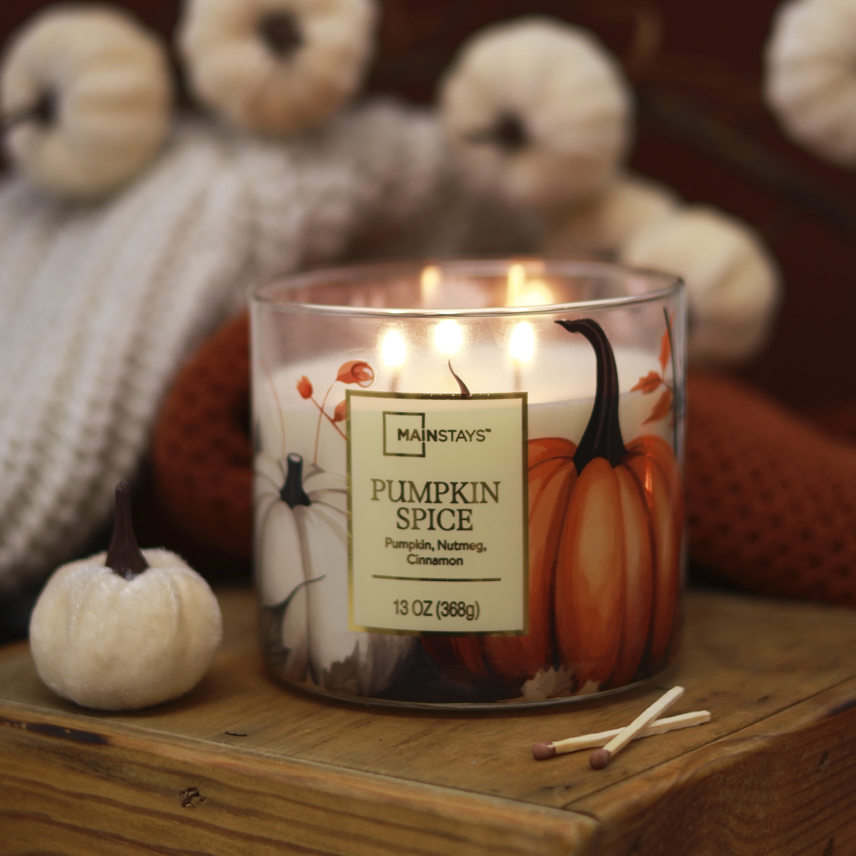 Mainstays 3-Wick Pumpkin Spice With a Pumpkin Design, 13-Ounce