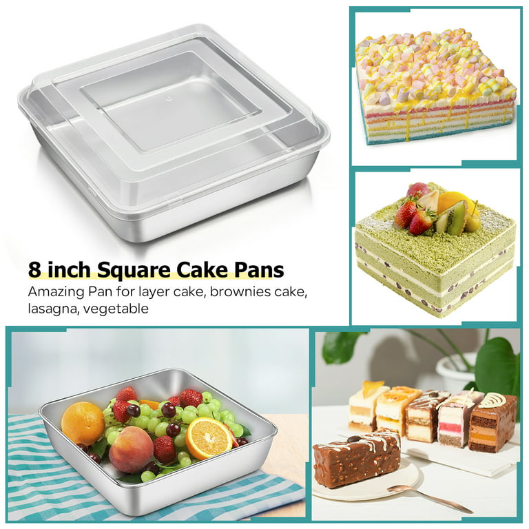 8x8 Inch Square Baking Pan With Lid Set Nonstick Square Cake Pans Metal  Bakeware