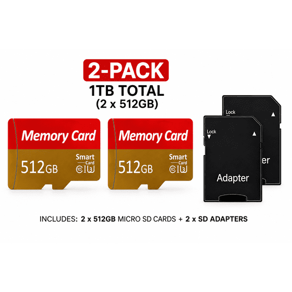 512GB microSDXC Memory Card with SD Adapter, 2-Pack