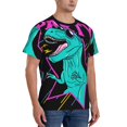 thumbnail image 2 of Vsdgher Rex Dinosaur With Sunglasses Print Men's Dry Fit Mesh Athletic Shirts Moisture Wicking Tennis T-Shirt Tops, 2 of 9