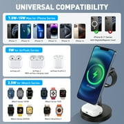 Cshidworld 3 in 1 Wireless Charger for Multple Devices, 15W Fast Magnetic Charging Station for iPhone 17 16e 15 14 13 12 Pro Max, Charging Stand for iWatch 11 10 9 8 7 6 5 4 3 Ultra AirPod 2 3 4 Pro