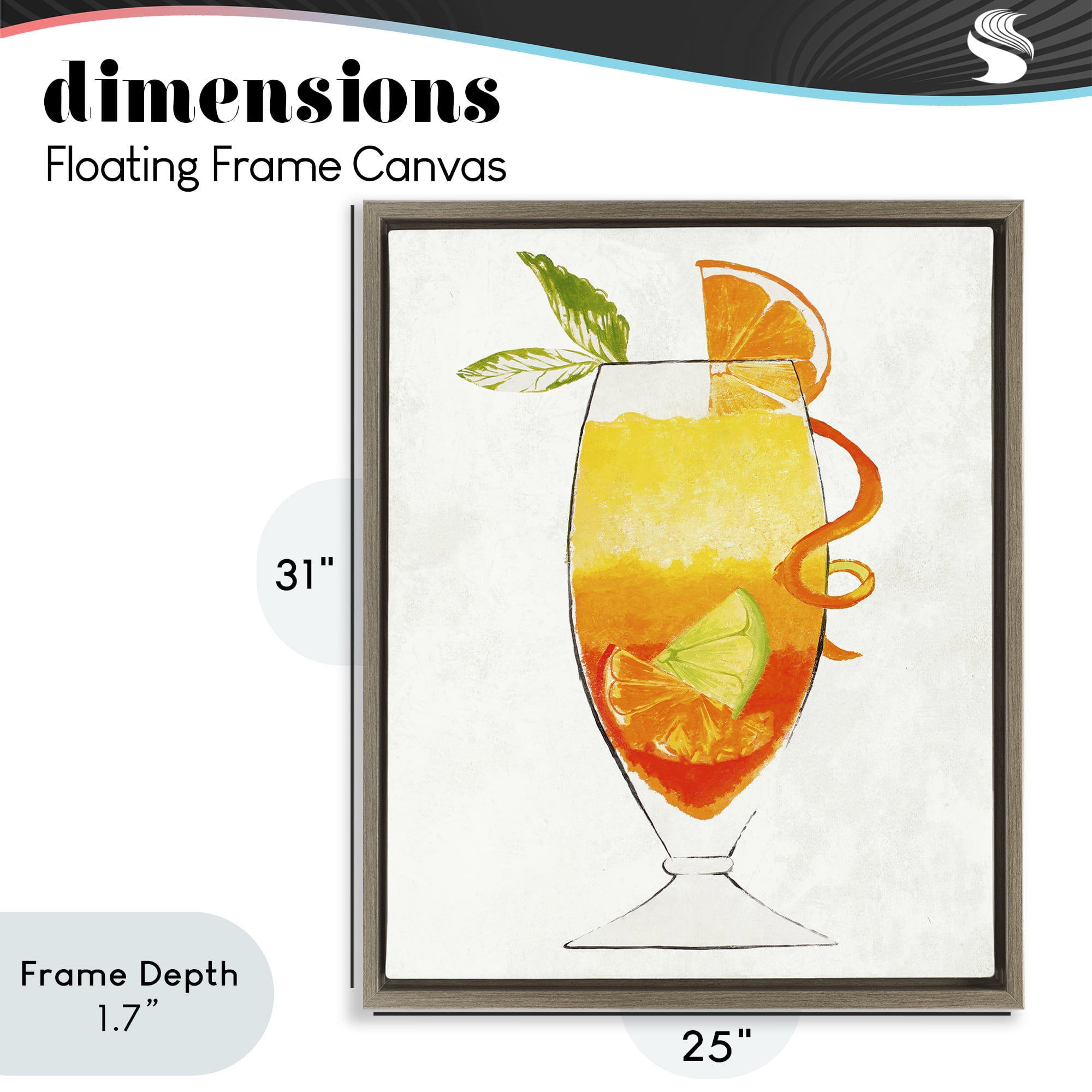 Stupell Industries Summer Cocktail Orange Fruit Brown Framed Floater Canvas Wall Art, design by Lorenzo Collective