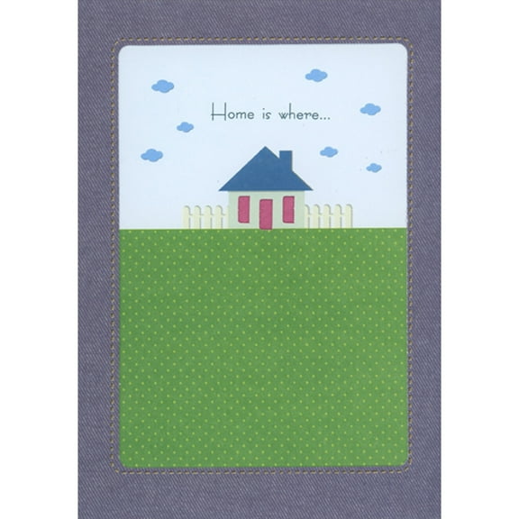 Designer Greetings Home is Where: Small Light Green House with Blue Roof and Polka Dot Yard Mother's Day Card for Mom