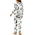 thumbnail image 3 of Yuyamidu Witch Women's Long Sleeve Pajamas with Drawstring Halloween Lounge Set Bat Nightwear Shirts Pants with Pockets 2 Piece Fall Winter O Neck Sleep Wear Size M, 3 of 7