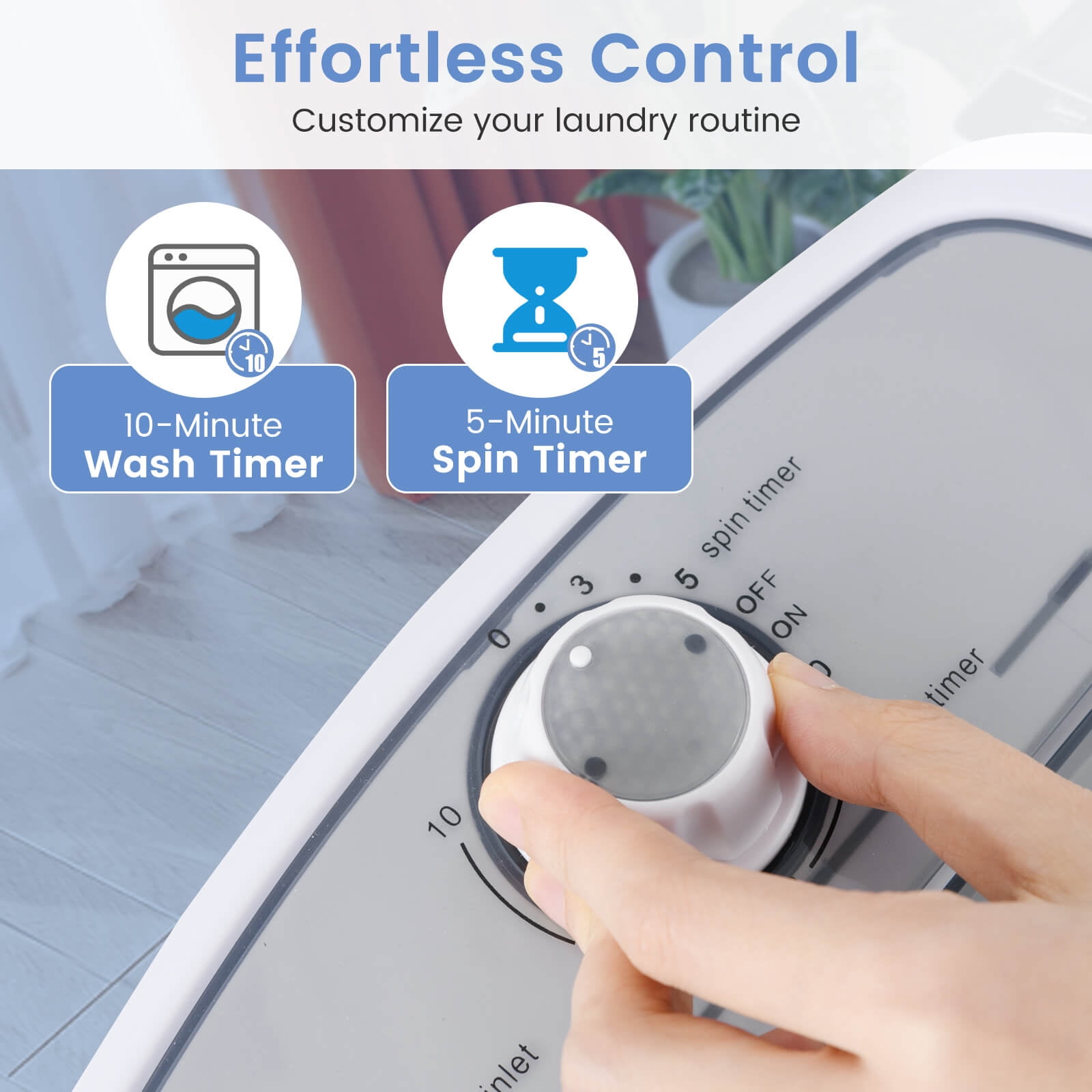 Costway Portable Mini Counter Top Washing Machine 5.5lbs Spin Basket Laundry Grey