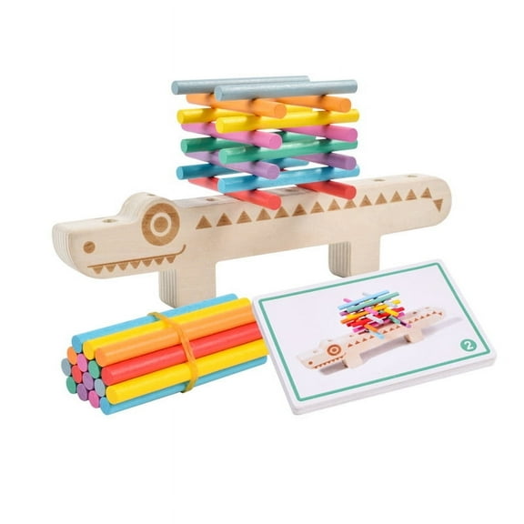 Montessori Toys For Toddlers, Wooden Pattern Blocks Sticks Building Toys Games Shape Matching Color Recognition