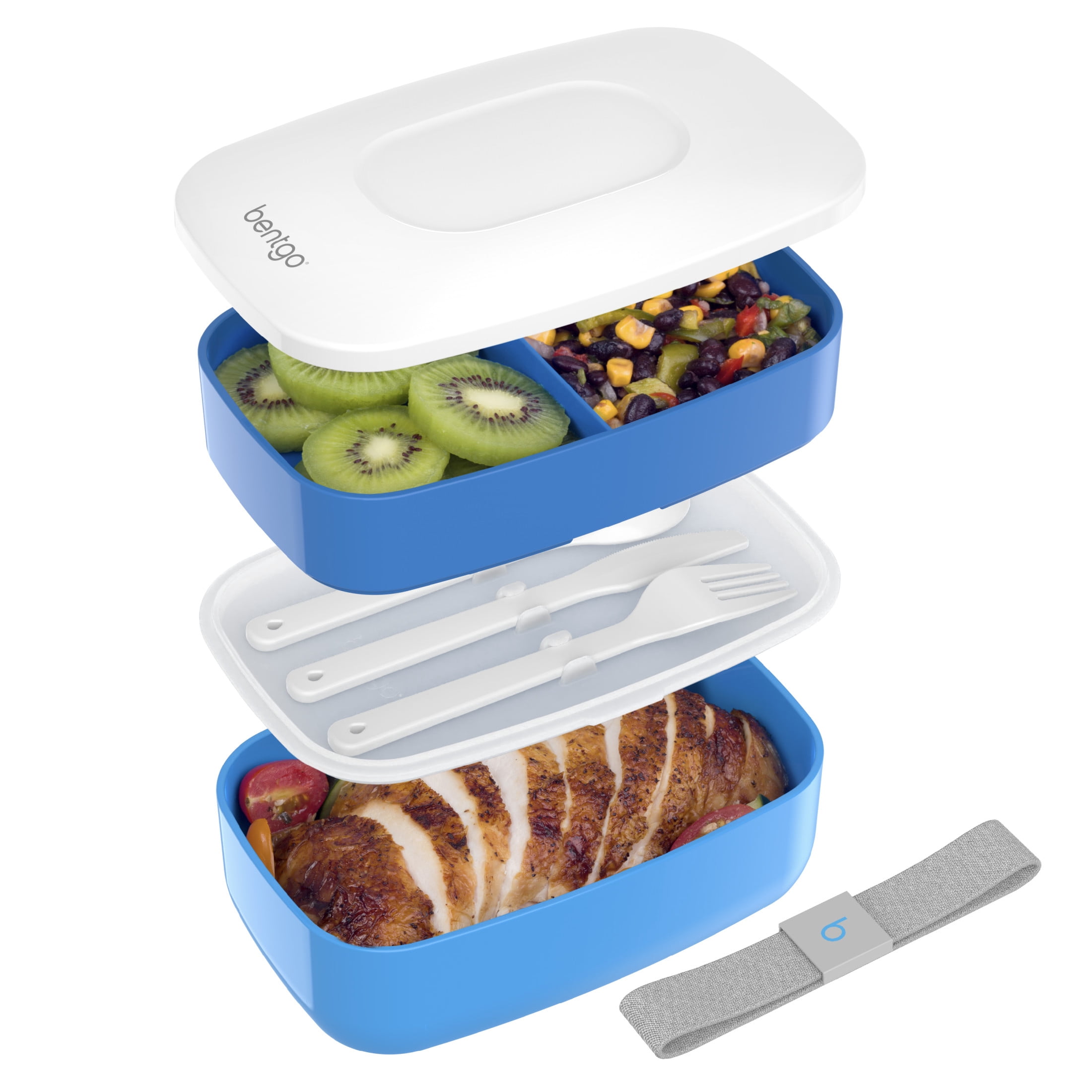 Bentgo Glass Snack Container - Leak-Proof 2-Compartment Bento Box, 1.75 Cup, For Meal Prep & On-the-Go (Gray Lid)