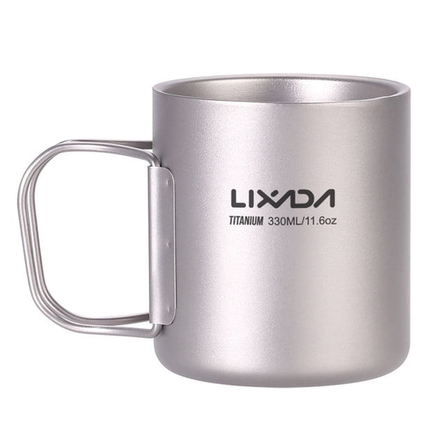Taza de titanio Lixada 330ml Taza de agua de titanio de doble pared Taza de té de café para el hogar Lixada Taza de titanio