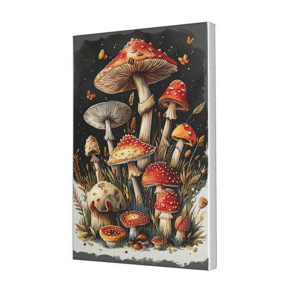 12x18 inch Canvas Hanging Picture Mushroom World,Rustic Yard Wall Decor Art Painting Canvas,Modern Style Mushroom World Art Decorative Paintings,Gift For Mushroom Lovers,Farmhouse,Bar,Kitchen