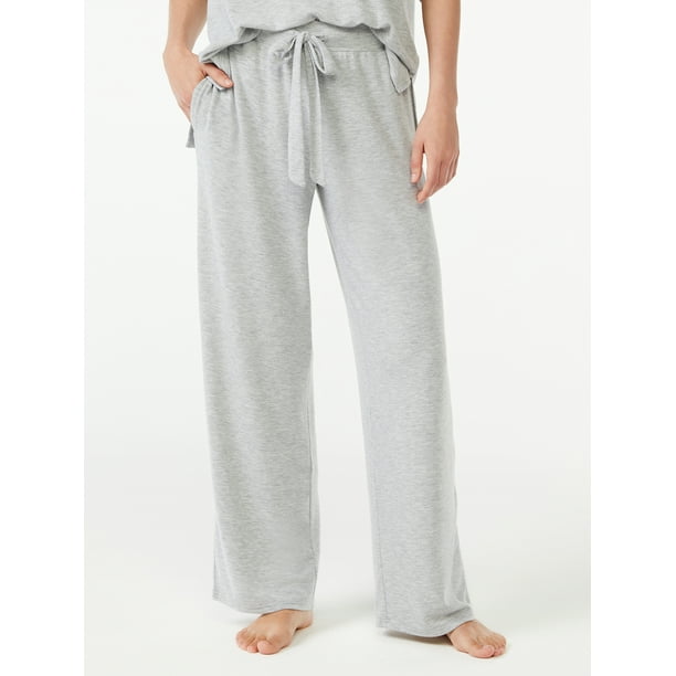 Joyspun Women's Hacci Knit Wide Leg Pajama Pants, Sizes S to 3X