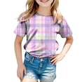 thumbnail image 6 of Staki Toddler Girl Easter Toddler Boys Girls Cute Bunny Short Sleeve Crew Neck Shirt Top Kids Easter Outfits 1-9Y 10-13Y(Light Purple,3-4 Years), 6 of 6