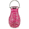 thumbnail image 3 of Northlight Woven Iron Pillar Candle Lantern with Glass Hurricane - 18.5" - Fuchsia Pink, 3 of 8