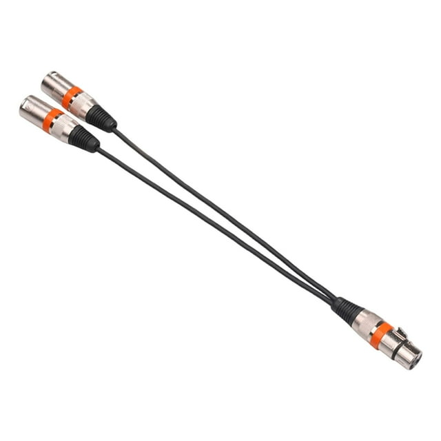 Xuanheng 1 Female to 2 Male 3 Pin Patch Y Cable for Various Musical Instruments Mixer Orange