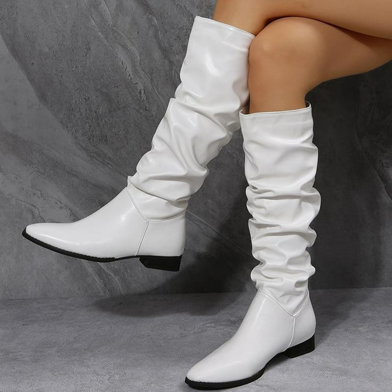  eczipvz Womens Cowboy Boots, Womens Flat Moto Knee