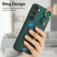 thumbnail image 2 of SaniMore for Samsung Galaxy S24 Case, Card Slots [Up to 2] Carabiner Finger Ring Stand Magnetic Car Mount PU Leather Skin Soft Shockproof TPU Anti-drop Anti-scratch Wallet Shell -Green, 2 of 8
