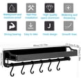 thumbnail image 5 of Spice Rack, Wall-Mounted Kitchen Utensil Storage Rack with 6 Removable Hooks, Kitchen Shelf Wall-Mounted Pan Holder Without Drilling, Aluminum, Rust-Proof, Black, 40cm, 5 of 5