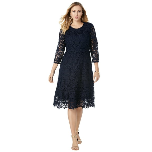 Jessica London Women's Plus Size Lace Fit & Flare Dress