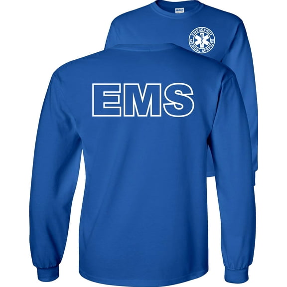 Fair Game EMS Long Sleeve Shirt, Emergency Medical Services Graphic Tee-Royal-Large