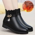 thumbnail image 5 of Bnwani Women Boots Winter Toe Zipper Flat Chunky Ankle Fleece 0 Boot Black Size 6, 5 of 8