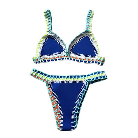 Cathalem Women s High Waisted Bikini Sets Sporty Two Piece Swimsuits Color Block Cheeky High Cut Bathing Suits (BU1 L)