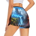 thumbnail image 4 of Picia Red And Blue Fire Mountains Pattern Women's 2 in 1 Athletic Running Shorts High Waisted Workout Casual Gym Sweat Shorts with Comfy Liner Zipper Pockets-X-Large, 4 of 9