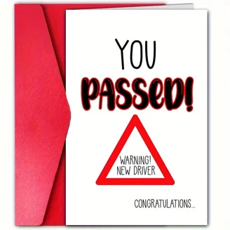 You Passed! Congratulations Driving Test Card – Fun Illustration