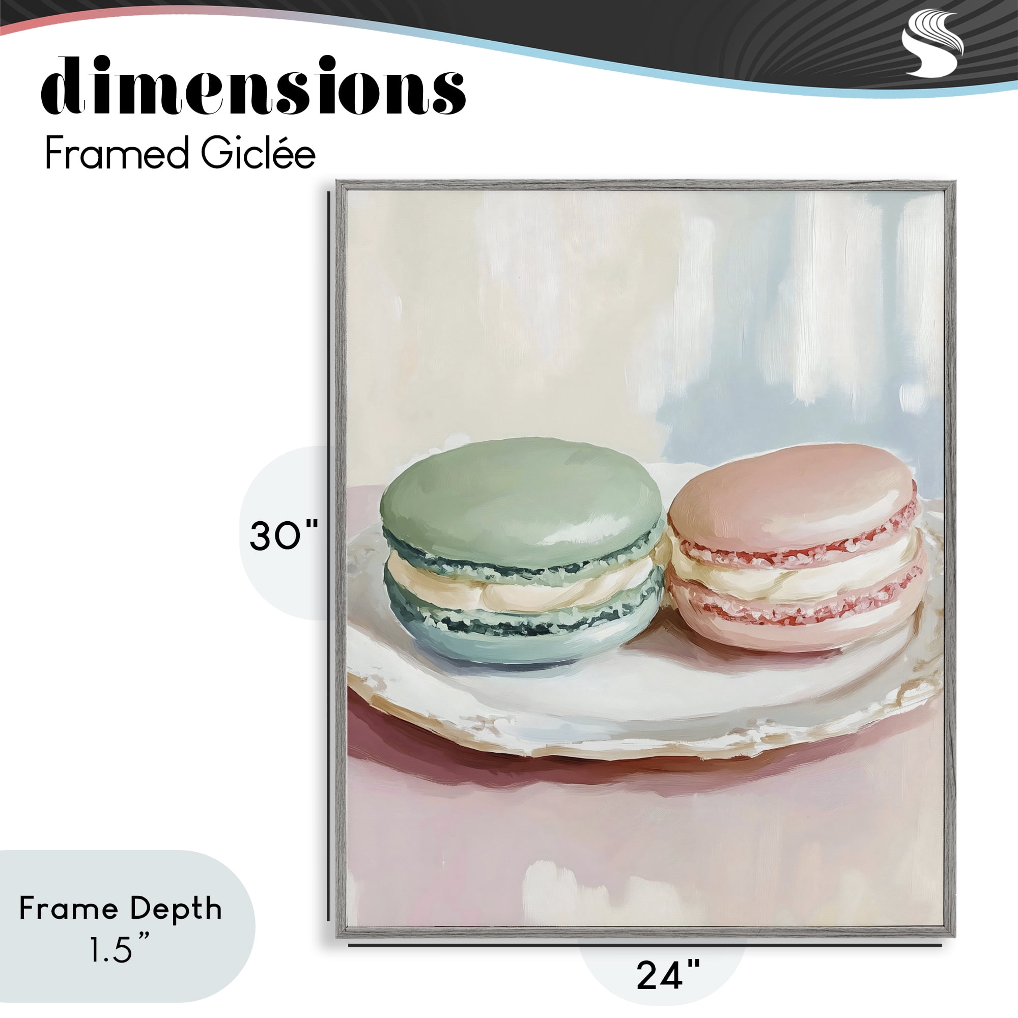 Stupell Industries Pastel Macarons on Plate Gray Framed Giclee Art, design by The Prints Vibe