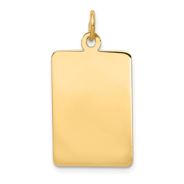14k Yellow Gold .013 Gauge Rectangular Engravable Disc Necklace Pendant Charm