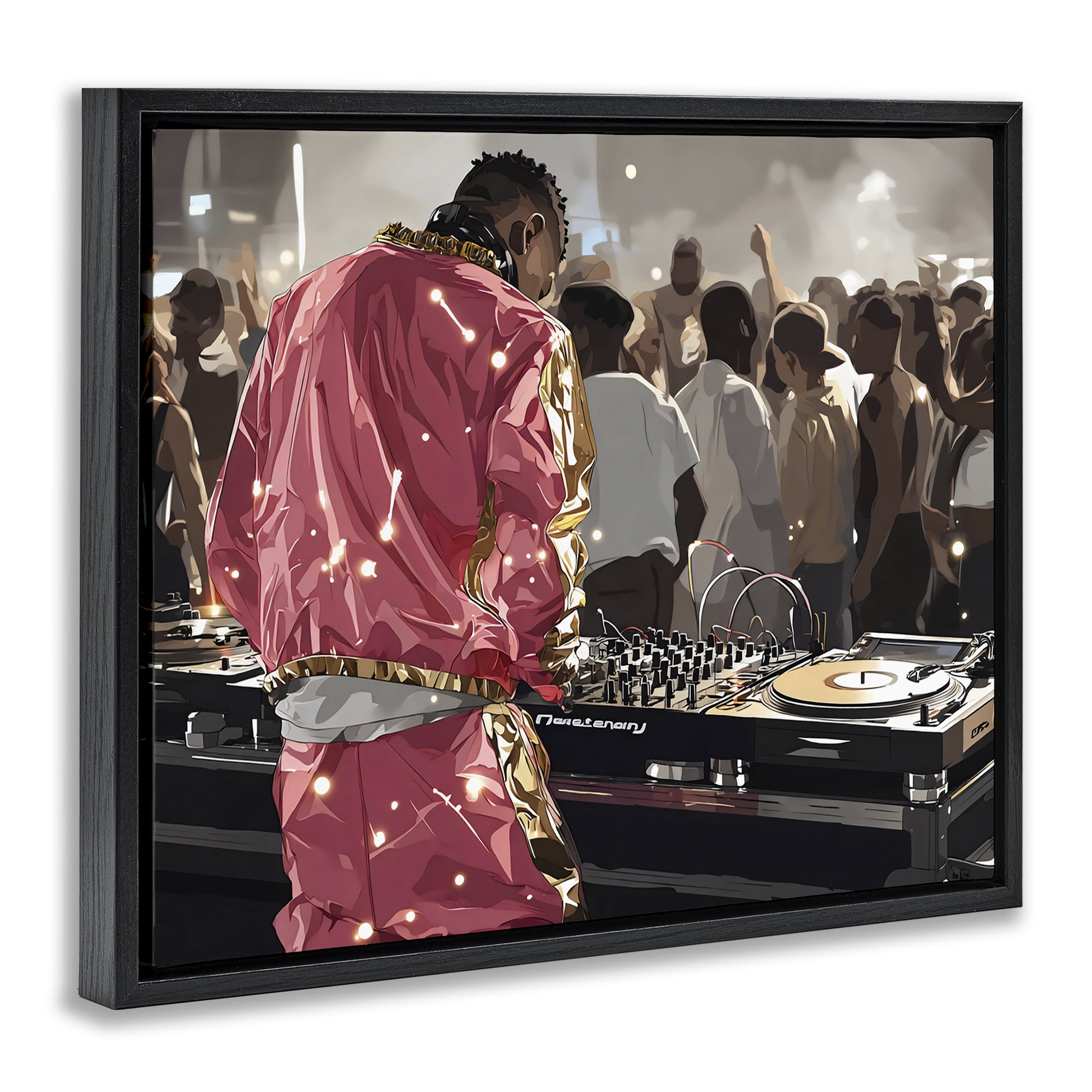 Stupell Industries DJ Performance At Nightclub Black Framed Floater Canvas Wall Art, design by Franklyn Gregory