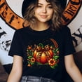 thumbnail image 3 of Pumpkin Season Graphic Tee | Fall Pumpkin Shirt with Floral Design | Unisex Casual T-Shirt, Natural, Size L, 3 of 6