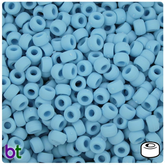 BeadTin Baby Blue Matte 6.5mm Mini Barrel Pony Beads (1000pcs)