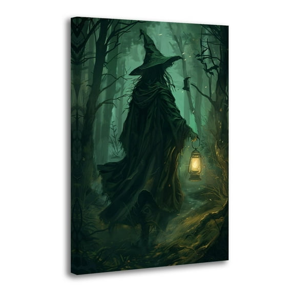 Halloween Witch in The Forest Wall Art Picture Painting Poster Canvas Print Posters Artworks Bedroom Living Room Decor 16x24inch(40x60cm)