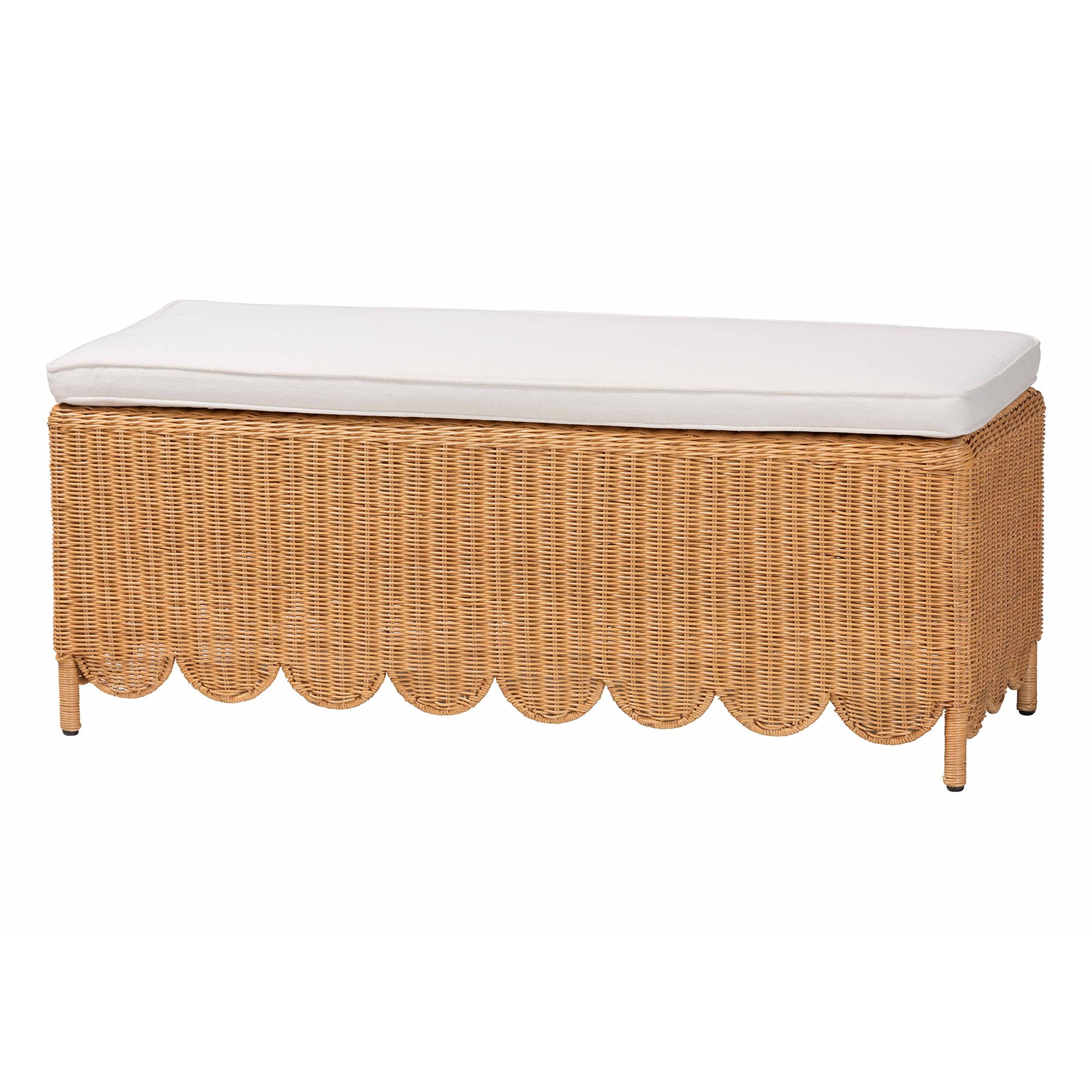 bali & pari Teresa Boho Ottoman Bench, Rectangle, Light Honey