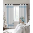 thumbnail image 4 of Blue Coastal Blackout Curtains for Bedroom Living Room Darkening Curtains 54 Inch Long Nautical Starfish Eucalyptus Leaf Coral Striped Short Curtain for Small Window Treatment Drapes 42"x54"x2, 4 of 9