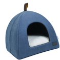 thumbnail image 2 of Foldable Cat Bed Breathable Cat House Indoor Pet Tent Dog Bed with Mat (Blue, Size L), 2 of 5