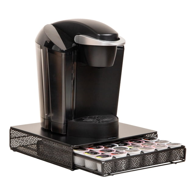 Mind Reader Single Serve Coffee Pod Drawer, 36 Pod Capacity, Countertop Organizer, Metal, 12.75" L x 13" W x 3" H, Black