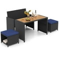 thumbnail image 2 of Costway 4 PCS Outdoor Dining Set, Rattan Loveseat Chair & 2 Ottomans Blue, 2 of 10