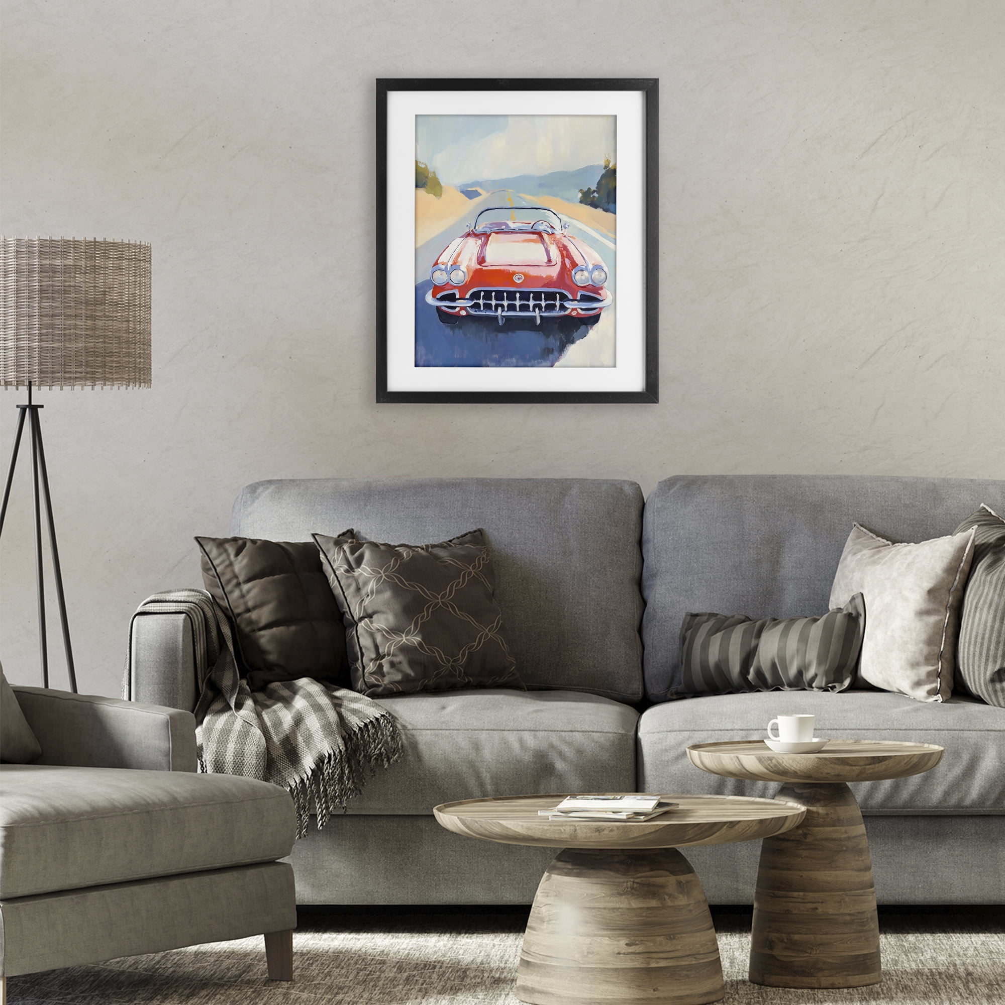 Stupell Industries Red Sports Car on Journey Black Framed Print Under Glass, design by The Prints Vibe