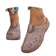 thumbnail image 2 of Ladies' Fashionable Plus Size Slippers with Hollow Pattern on the Toe Solid Color Wedge Heel Thick Soled Slippers Pink 37, 2 of 6