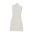 thumbnail image 1 of Vestido ajustado a escala 1/6, minivestido corto con cuello simulado, elegante vestido de verano en miniatura. Blanco, 1 of 9