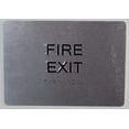 thumbnail image 1 of FIRE EXIT Sign with Tactile Text and Braille Sign -(Aluminium, Brush Silver,Size 5X7) The Sensation line(ref-2022-4), 1 of 1