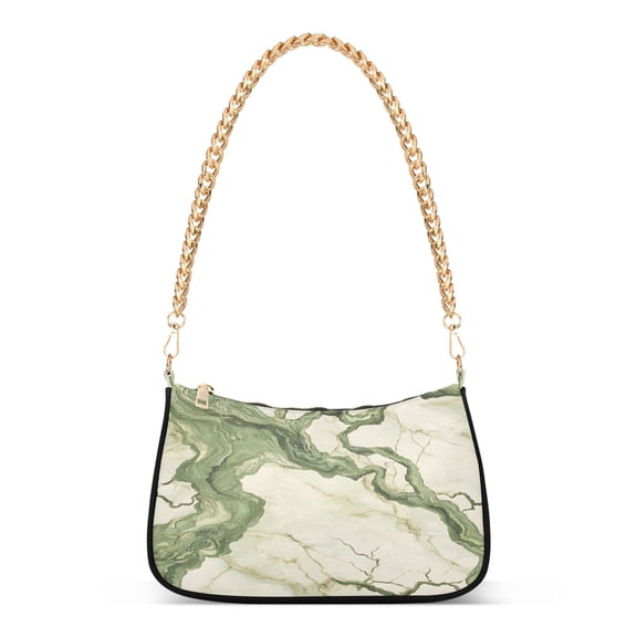 ALAZA Marble Green Women's Chain Shoulder Bag Hobo Handbag Tote Crossbody Purse